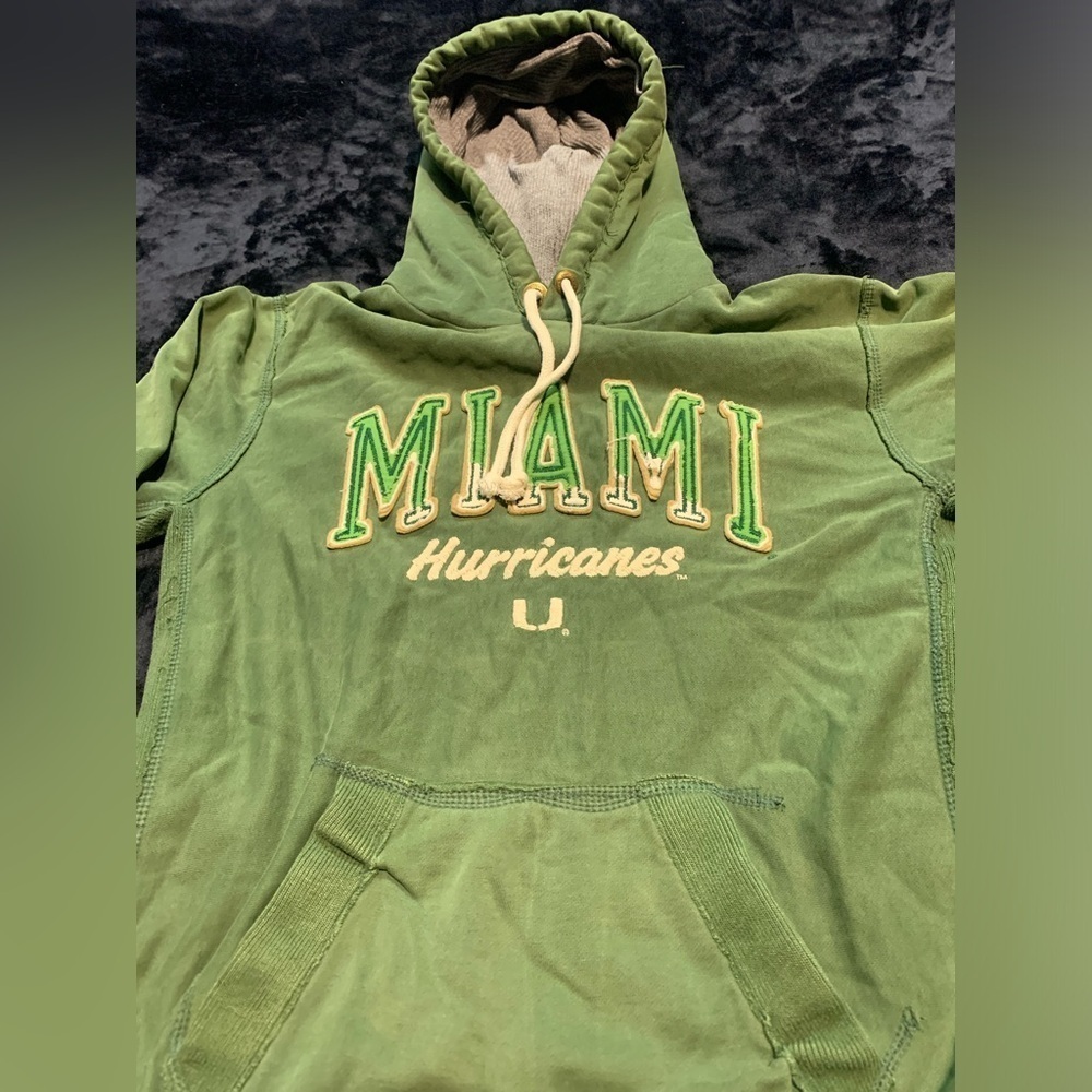 💜 Vintage 90s Campus Crew Miami Hurricanes Hoodie - Size Small - Picture 4 of 15